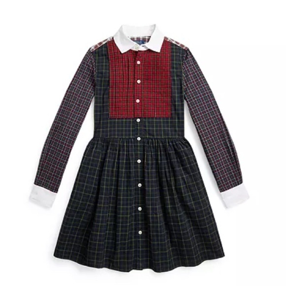 Ralph Lauren| Plaid Long Sleeve Dress with White Collar